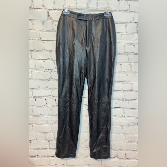 VINTAGE MARGARET GODFREY LEATHER PANTS BLACK SIZE 8 - Picture 3 of 9